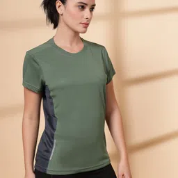 chkokko Women Solid Round Neck Polyester Light Green T-Shirt image 5
