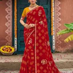 laxmipati sarees Printed Saree with Attached Blouse Chiffon Saree image 1