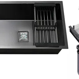 nenoware 24 x 18 x 10 Single Bowl Handmade Kitchen Sink Black 24" X 18" X 10" HANDMADE 304 BLACK MATT GRADE SINK 304 Stainless neno160 Vessel Sink-picture-17