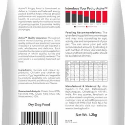 active (Buy 1 Get 1 Free) Puppy Chicken Vegetable 2.4 kg (2x1.2 kg) Dry Young Dog Food image 3