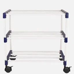 novatic Flint Fabric Shoe Rack with 3 Shelves in White and Blue Colour image 4