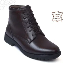 zoom shoes Genuine Leather Boots for Men AD-4692 | Anti-Slip | High Ankle Boots For Men Boots For Men image 1