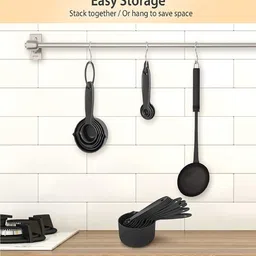 5 needs Vina Black Plastic (Set of 10) Measuring Cup & Spoon Set image 4