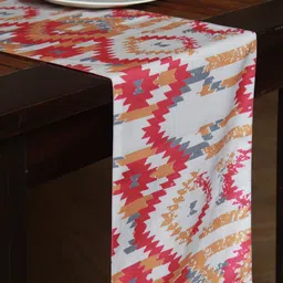 Traditional Pattern Red Polyester 84X12 Inches Table Runner By Zeba image 1