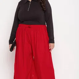 vizcon hub Women Loose Fit Red Viscose Rayon Trousers image 5