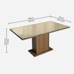 madesa Cascada 6 Seater Dining Set In Brown & Beige Finish image 2