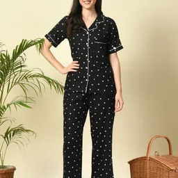 dreambe Women Night Suit Set Black Printed-picture-22