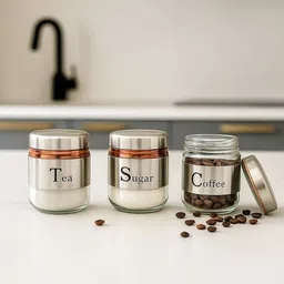 snappyflix Glass Tea Coffee & Sugar Container - 350 ml image 3