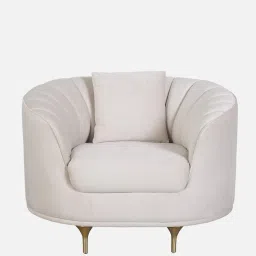 casacraft from pepperfry Jacinth Fabric 1 Seater Sofa In Cream Colour image 5