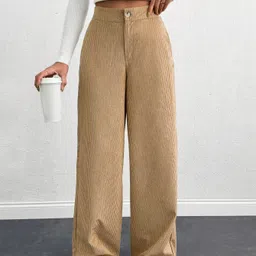 rajovati Women Loose Fit Cream Viscose Rayon Trousers-picture-20