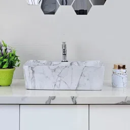 delta Table Top & Wall Mount Ceramic WashBasin(05) with Waste Pipe & Coupling set (16*12*5)(T)(M05) Table Top Basin image 4