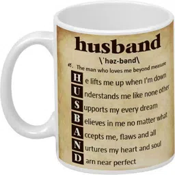 wagwan Happy Birthday Gift for Husband, Valentine day Gifts, Gifts for Husband, Hubby Meaning of Husband Printed WGMG20409 Ceramic Coffee Mug image 2