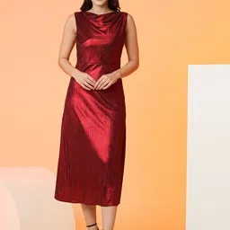 globus Women Sheath Maroon Midi/Calf Length Dress-picture-26