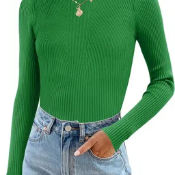 colorchakra Casual Regular Sleeves Solid Women Green Top image 4