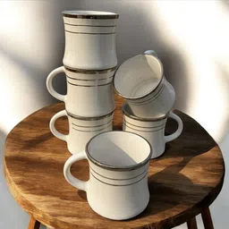 ganiska enterprises Pack of 6 Bone China white classic gold ring image 5