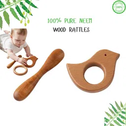 nature maa Antique Style Wooden Baby Rattle Wood Teething Ring Baby Girl & Boy Rattle-picture-25