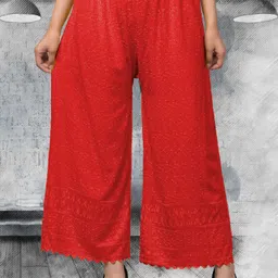 fambee Women Relaxed Red Cotton Blend Trousers-picture-38