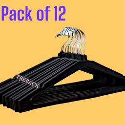 treback Plastic hangers for clothes heavy hanger black color Plastic Shirt Pack of 12 Hangers ForShirt image 2