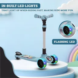 miss & chief Spartan Penguin 3 Wheel Kick Scooter,Foldable with LED Wheels,Adjustable Height image 4