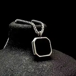 fab creations Silver Plated Black Onyx Gem Necklace for Men and Women (or similar)_C20 Alloy Pendant Set-picture-14