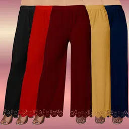 kiran impex Pack of 5 Women Straight Fit Multicolor Lycra Blend Trousers-picture-25