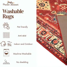 presto Red Traditional Polyester 3 ft x 5 ft Machine made Carpet image 5