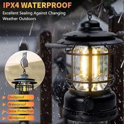 gigmart High Capacity Portable Lanterns with Metal Handle and Rechargeable Solar Panal 8 hrs Lantern Emergency Light image 2