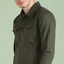 clickcreation Men Solid Denim Jacket image 3