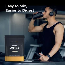 nutrabay Gold Vital Whey Protein for Beginners, 20.4g Protein- 1kg, Gourmet Vanilla Whey Protein image 3