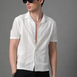voroxy Men Regular Fit Self Design Lapel Collar Casual Shirt-picture-13