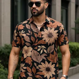 solbiza Men Regular Fit Floral Print Slim Collar Casual Shirt-picture-16