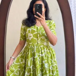 the ladies fashion Women Gown Green Midi/Calf Length Dress image 2