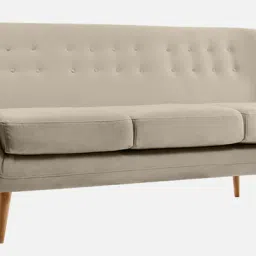 casacraft from pepperfry Disent Velvet 3 Seater Sofa In Cream Colour image 3