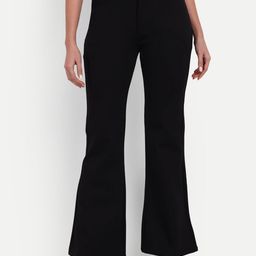 broadstar Women Flared Black Lycra Blend Trousers-picture-45