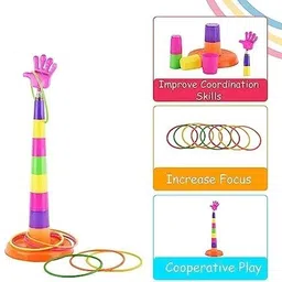 amtiq 2 in 1 Ring Toss Game | Shape Sorter Color Recognition Aim and Strike Game image 3