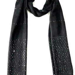 villa trend Solid Viscose Women Black Fancy Scarf-picture-12