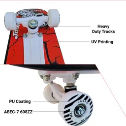 jaspo Max Penalty Dual Combo 27"x 7" Wooden Skateboard with Helmet Skating Kit image 3