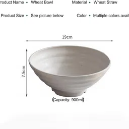 takositio Plastic Salad Bowl Wheat Straw Bowl Deep Salad Bowl Japanese Noodle Udon Soup Bowls Microwave Safe image 2