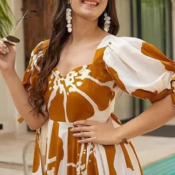 shandhya Floral Print Cotton Linen Stitched Anarkali Gown image 3