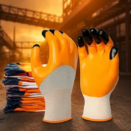 2 Pair Tiger Multipurpose Heavy Duty Reusable Coated Safety for Industrial Nitrile, Nylon Safety Gloves-image-61
