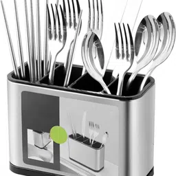 shopping & mart 4 Divided Kitchen chopstick Spoon Fork Knife Utensil Holder Organizer Stainless Steel, Plastic Cutlery Set-picture-12