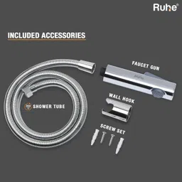 ruhe Ion Chrome ABS Health Faucet | Hand Shower for Toilet Jet Spray Faucet with Braided 1.0 Meter 304-SS Flexible Tube/Hose Pipe & Hook/Holder for Bathroom Health Faucet image 4