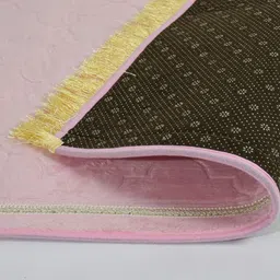 deesak Premium Velvet Aasan/Prayer/Meditation Janamaz For Namaz Muslim|44X27 Inch,Laser Cut -Pink, Rectangular image 2