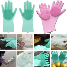 bakshish Magic Silicone Dish Washing Gloves Wet and Dry Disposable Glove image 2