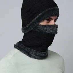 quin fletcher Mens Solid Beanie Cap combo (Cap + Muffler ) Solid Beanie image 3