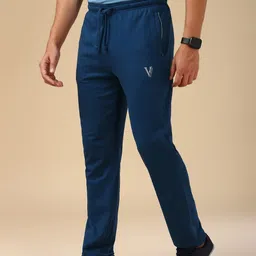 van heusen Men Solid Blue Track Pants image 3