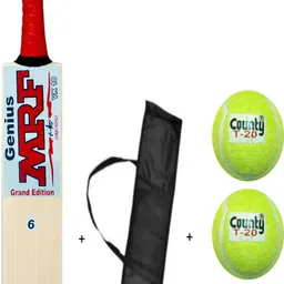 Wooden size 6 cricket bat with cover & 3 tennis balls combo Poplar Willow CricketBat For 15+ Yrs-image-48