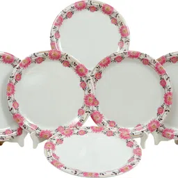 globenox Pack of 6 Melamin Heavy Melamine Plate Dinner Set Pack of 6 Pink Floral Design Dinner Set-picture-11