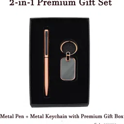 sai simran Rose Gold Finish Pen and Keychain Gift Set for Women & Men ? Sleek Executive Ball Pen image 4