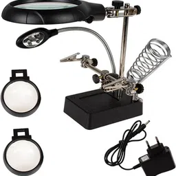 jm Helping Hand Magnifier Magnifying Glass LED Soldering Stand 2.5X 7.5X 10X Soldering Stand-picture-19